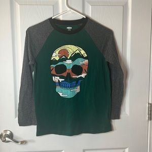 Old Navy Boys Long Sleeve Skull Shirt L 10-12